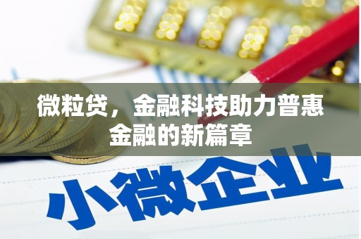 复兴微粒贷，金融科技助力普惠金融的新篇章