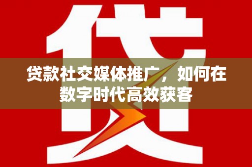 复兴贷款社交媒体推广，如何在数字时代高效获客