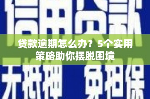 复兴贷款逾期怎么办？5个实用策略助你摆脱困境