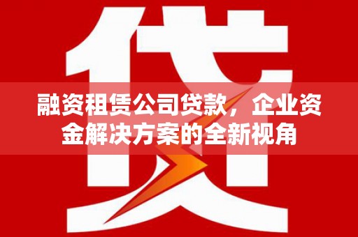 复兴融资租赁公司贷款，企业资金解决方案的全新视角