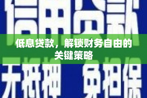 复兴低息贷款，解锁财务自由的关键策略