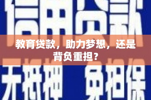 复兴教育贷款，助力梦想，还是背负重担？